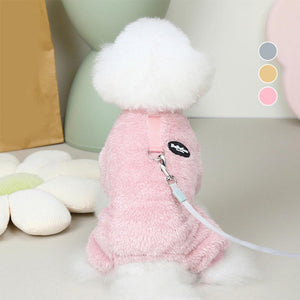 Elastic pet jumpsuit with pull ring
