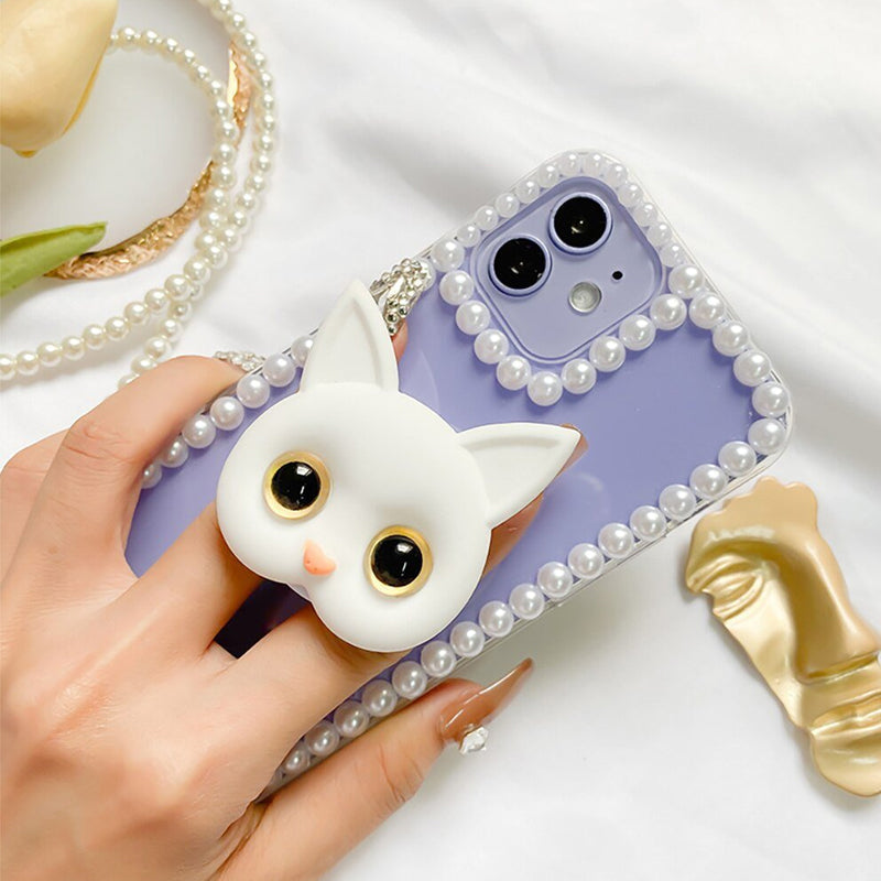 Kitten phone holder with mini mirror