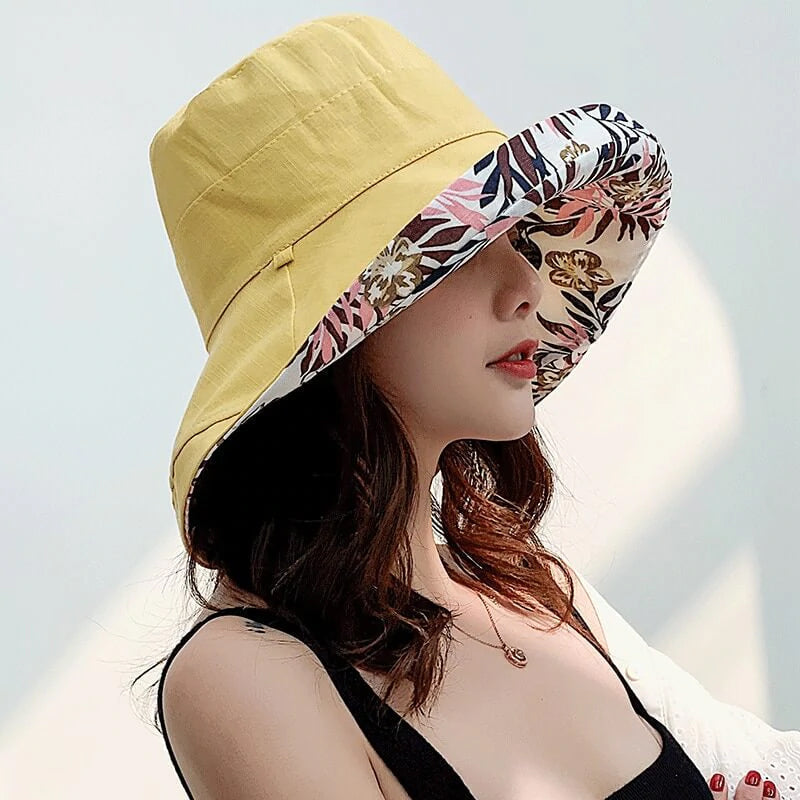 כובע קיץ מכותנה עם שוליים רחבים