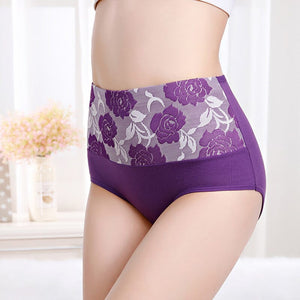 High cut cotton underwear with a floral pattern