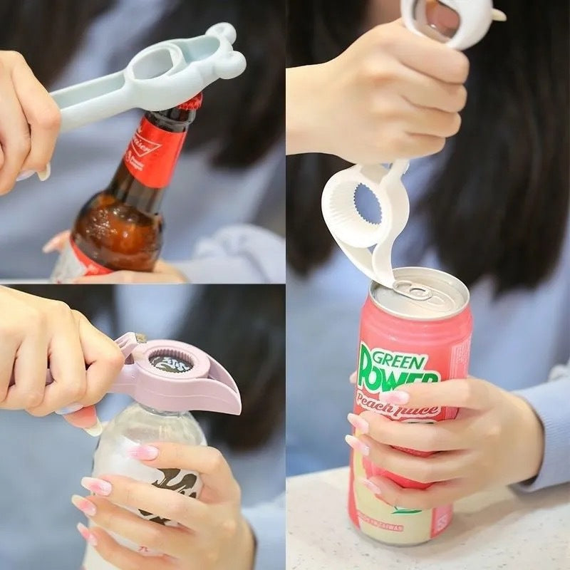 A creative multi-purpose bottle opener
