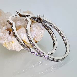 Rhinestone embellished hoop earrings