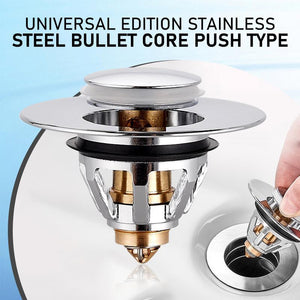 Stainless steel universal pop-up drain filter