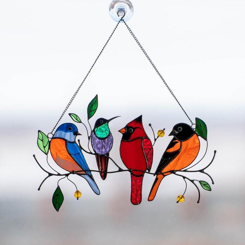 Stained glass with birds