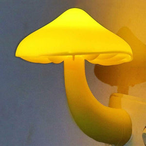 A night lamp in the shape of a cute little mushroom