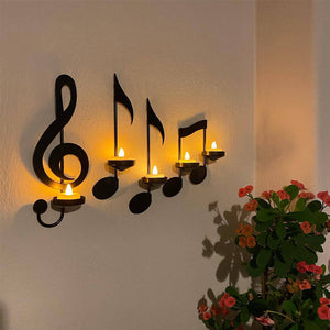 Black musical note candle stand