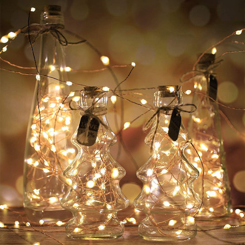 Copper wire string light with Christmas sign