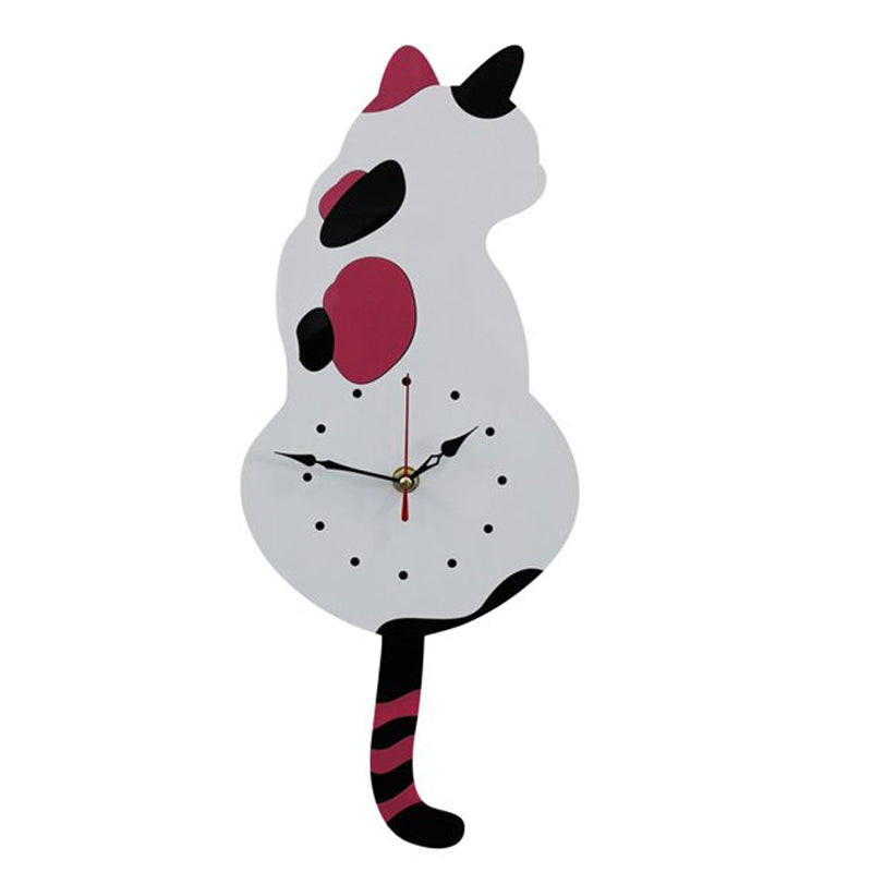 שעון קיר בצורת חתול מכשכש בזנב