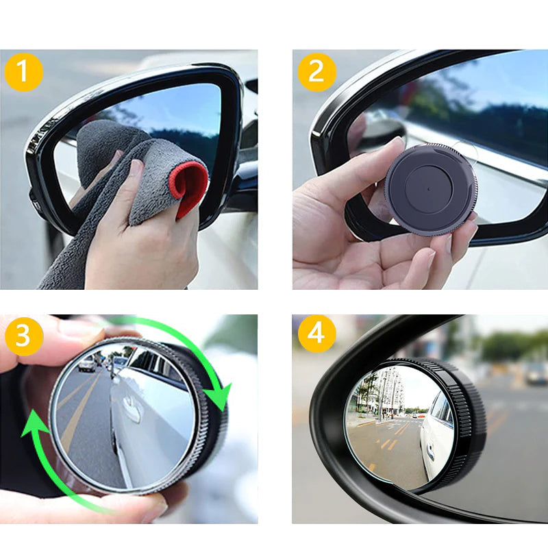 Shows the car's blind spot 