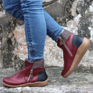 Waterproof ankle boots with zipper for women