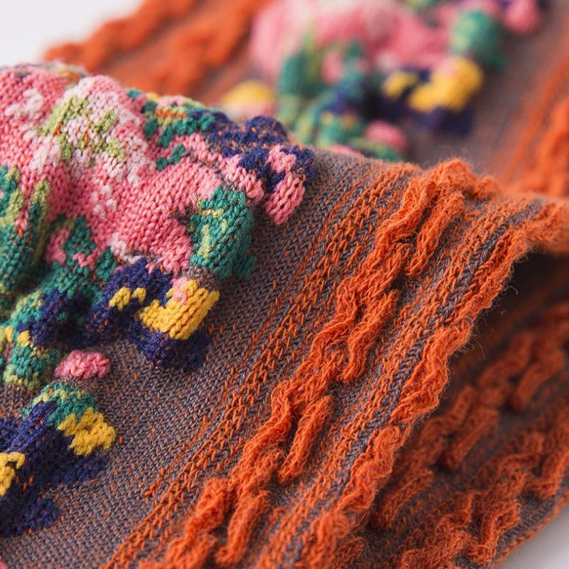 Vintage Embroidered Floral Socks