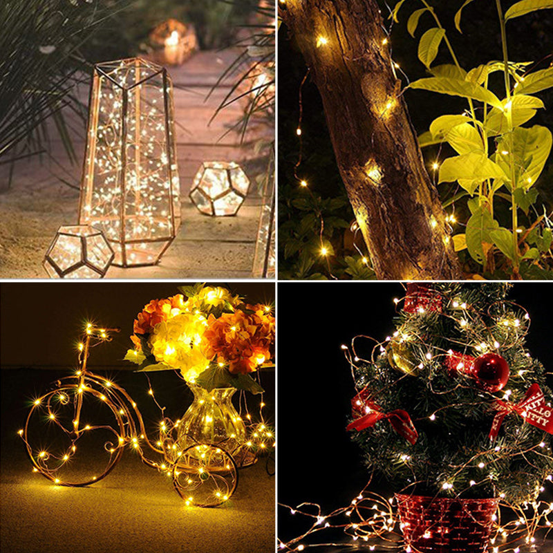 Copper wire string light with Christmas sign