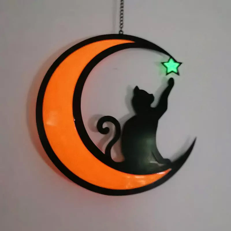 קישוטי חתול שחור על ירח