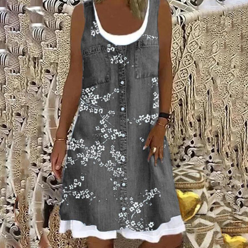 שמלת גופייה קז'ואל עם צוואר עגול