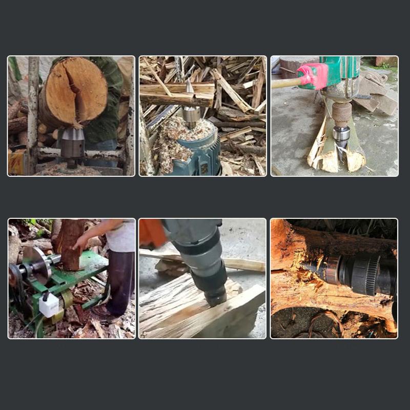 כלי מחודד לפיצול עצי הסקה למקדחה + 4 סוגים של מוטות חיבור