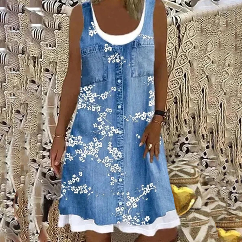 שמלת גופייה קז'ואל עם צוואר עגול